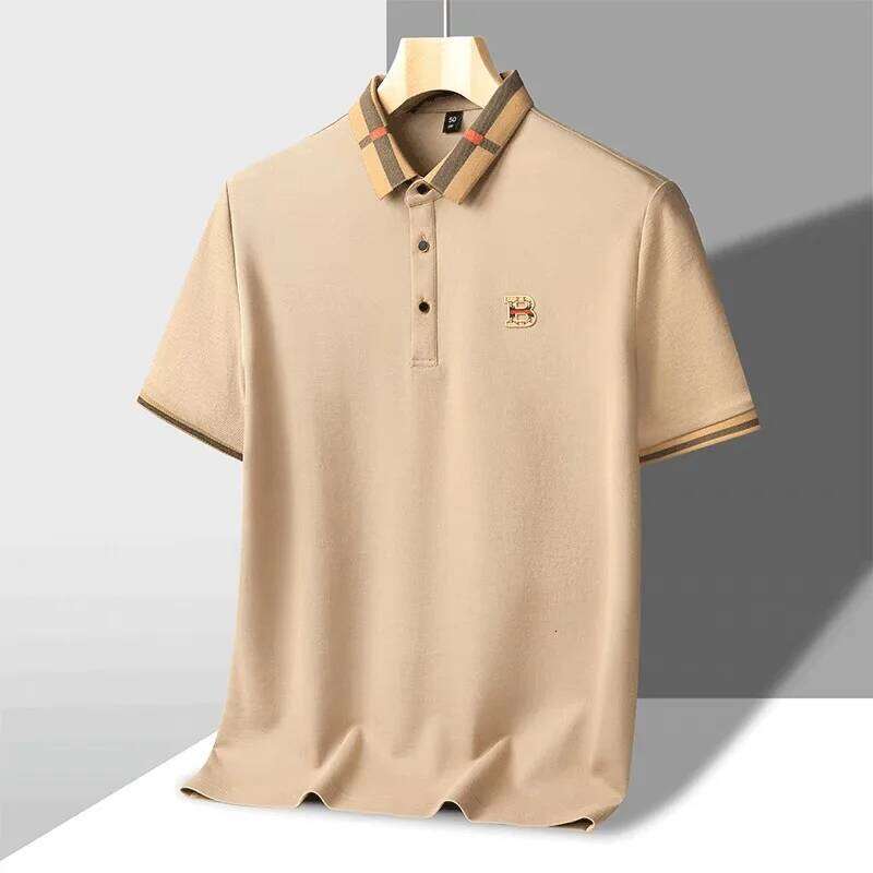 High end brand embroidered men's short sleeved pocket design polo shirt, summer new cool and breathable cotton casual T-shirt