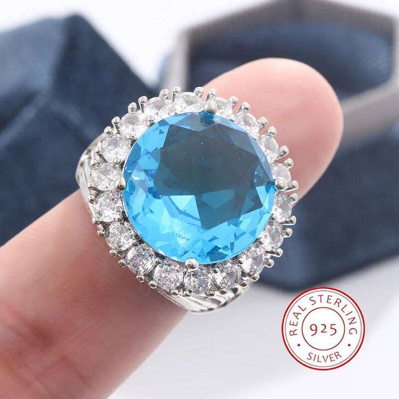 Italian Palace 925 Silver Retro Hollow for Women Gold Fence Side Zircon Micro Inset Sapphire Ring Party Wedding Gift