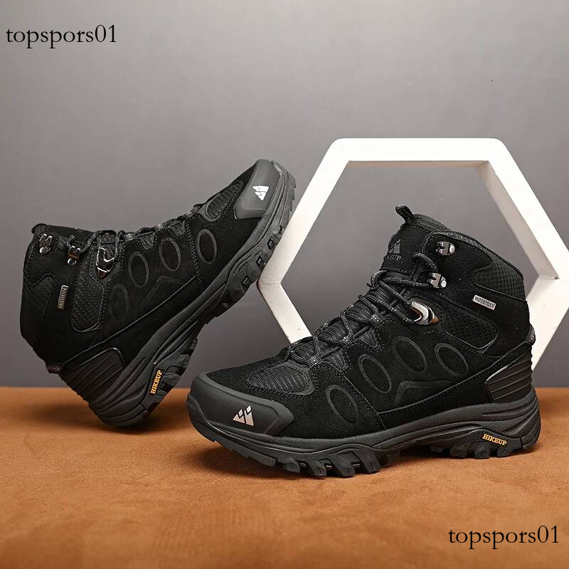HIKEUP High-Top Men Hiking Boot Winter Shoes Lace-Up Non-slip Outdoor Sports Casual Trekking Boots Man Waterproof Suede