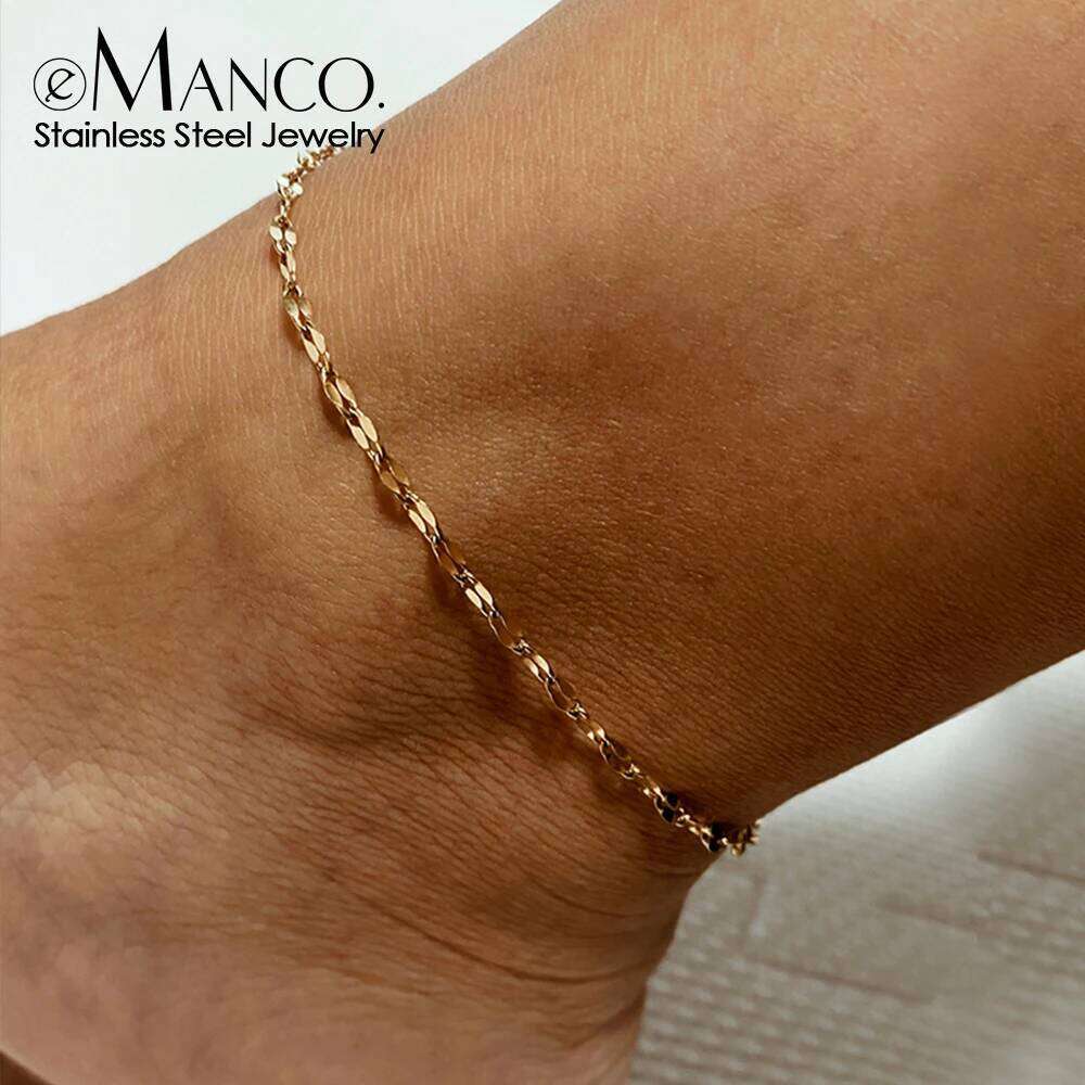 eManco Fine Stainless Steel Chain Women's Summer Beach Foot Jewelry Leg Minimalist Anklet