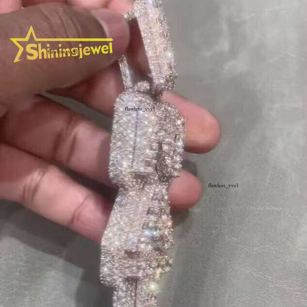 Ice out VVS Moissanite Iced Jewelry Sier Silicon Stone Hip Hop Pendant Vertical Letter Passed Tester