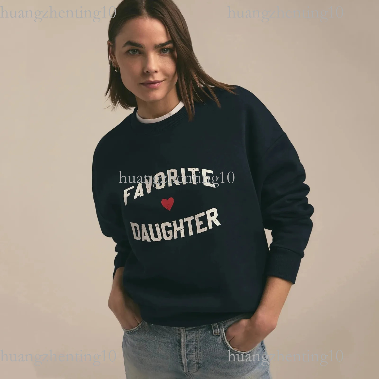 Favorite Daughter Label Classics 2025 Spring In Heart Sweatshirt For Women Top Long Sleeves Pullover Cotton Hoodie Clothing 250322