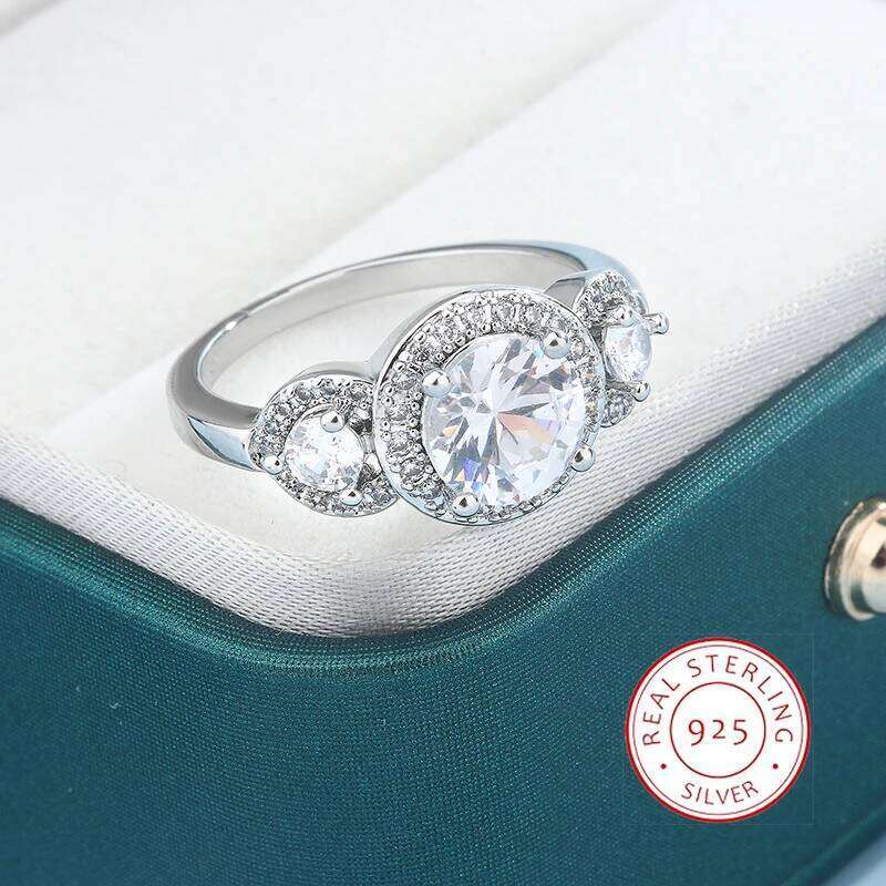 Luxury AAA CZ Zircon 4 Claw Trail Finger for Women Wedding Engagement Jewelry Gift Couple Rings Silver 925 Ring