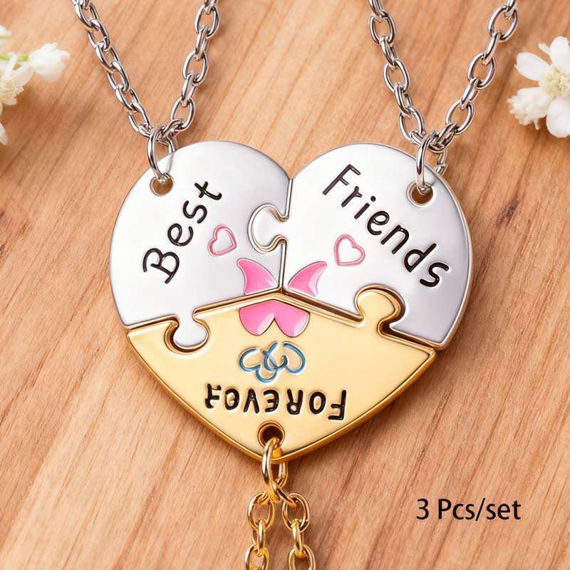 European and American Cross-Border Fashion Letter Best Friend Forever BFF Heart Splicing Necklace