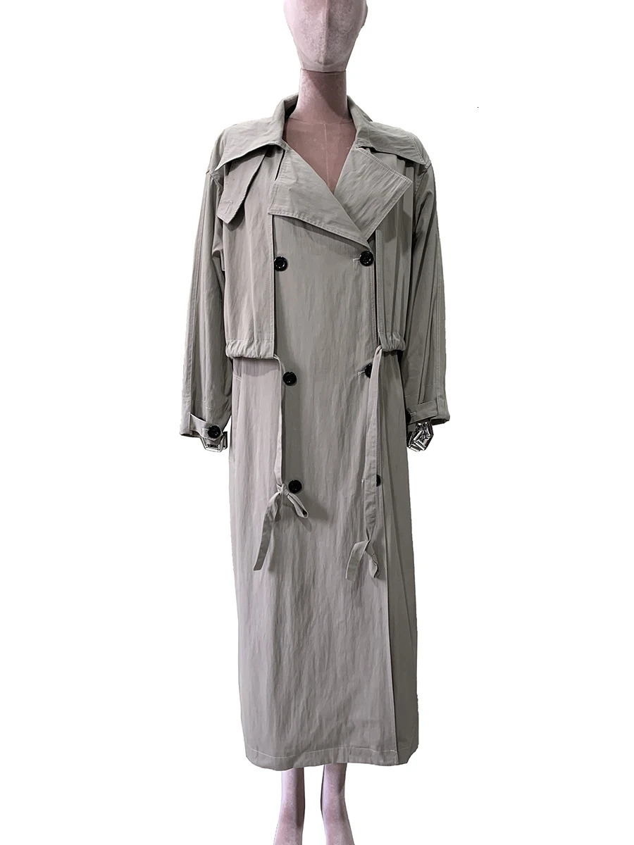 Mauroicardi Autumn Oversized Black Flowy Soft Thin Long Trench Coat for Women Loose Casual Korean Fashion Clothes Overcoat 2025 251231