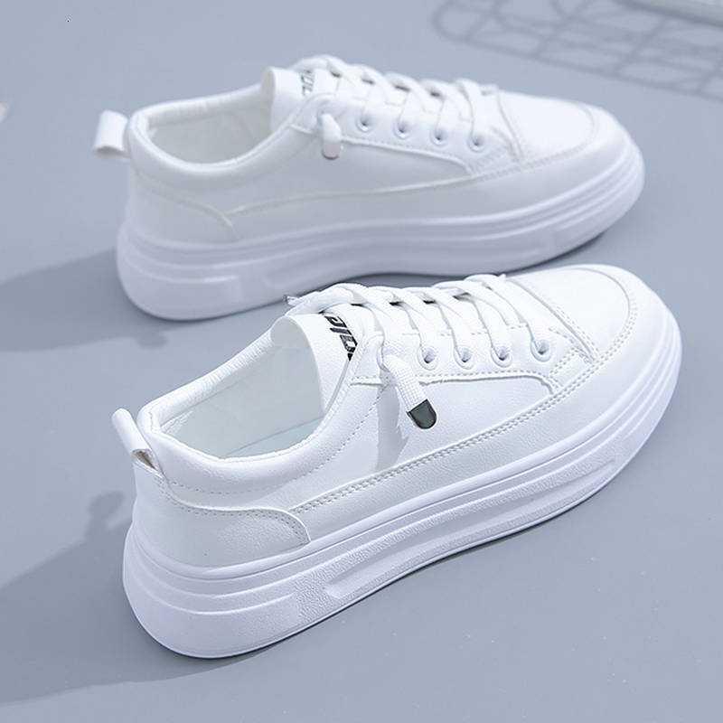 Ddmysports Casual For Women New Lace Up Board Korean Version Fashionable White Shoes Flat Comfortable Outdoor Shoes