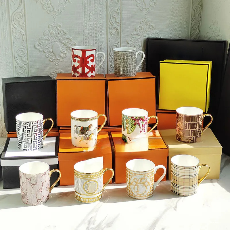 Designer Cup Vintage Court Bone China Breakfast Milk Mug coffee mug Oatmeal Cup Office Cafe Mugs Tea