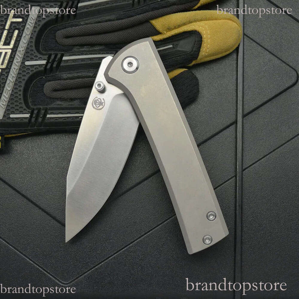 2Models Edition Chaves Folding Knife 3.23 M390 Satin Clip Point Blade, Titanium Handles