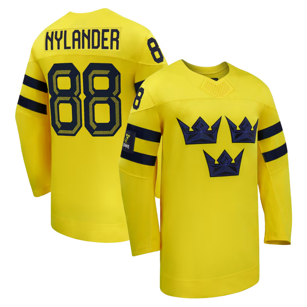 88 William Nylander team Sweden hockey 2026 olympices jersey 92 Gabriel Landeskog Leo Carlsson Rasmus Dahlin Lucas Raymond Mika Zibanejad Wallstedt je