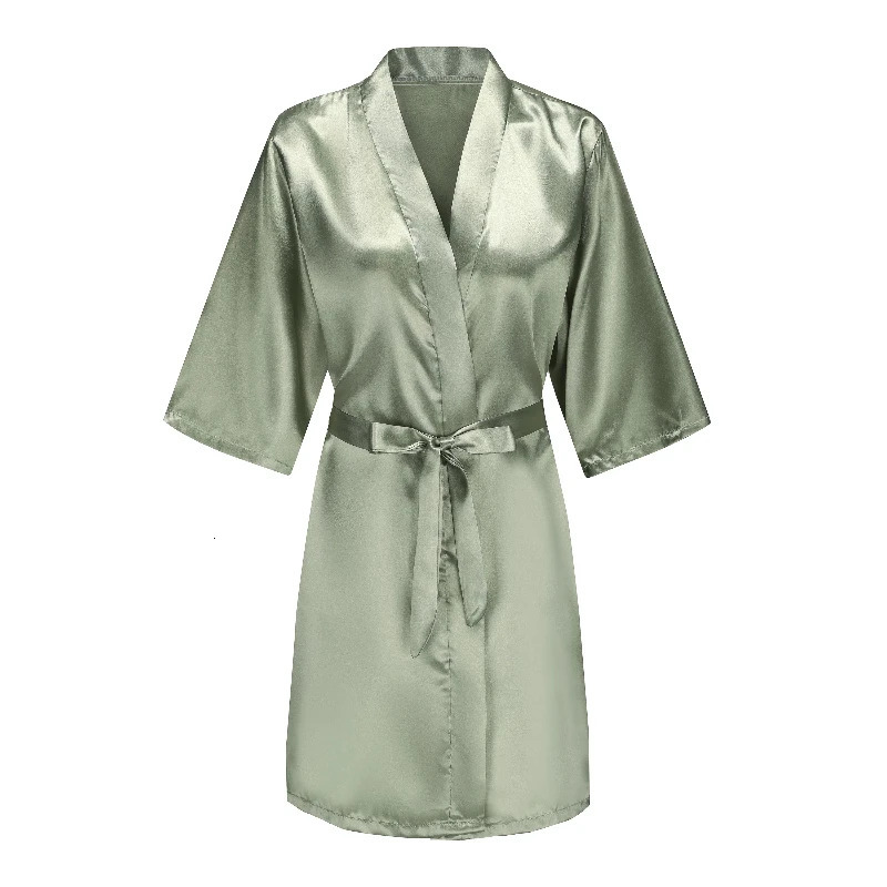 Grass Green Womens White Letter Bride Bridesmaid Short Satin Robes for Wedding Party Getting Ready 251231