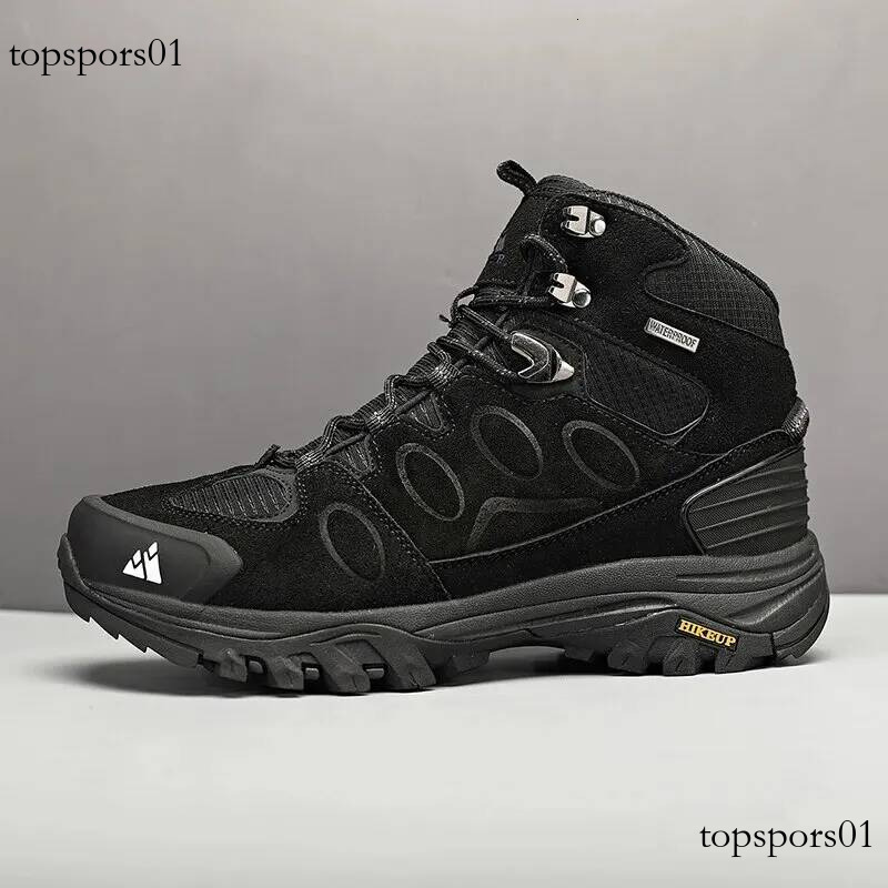HIKEUP High-Top Men Hiking Boot Winter Outdoor Lace-Up Non-slip Sports Casual Trekking Boots Man Suede Warm Shoes