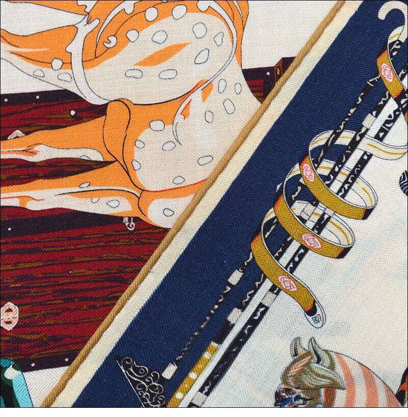 Beige Double-Sided Contrasting 65 Silk Wool Blend Scarf With Herringbone Pattern Hand Rolled Edge Spring Fashion Accessories