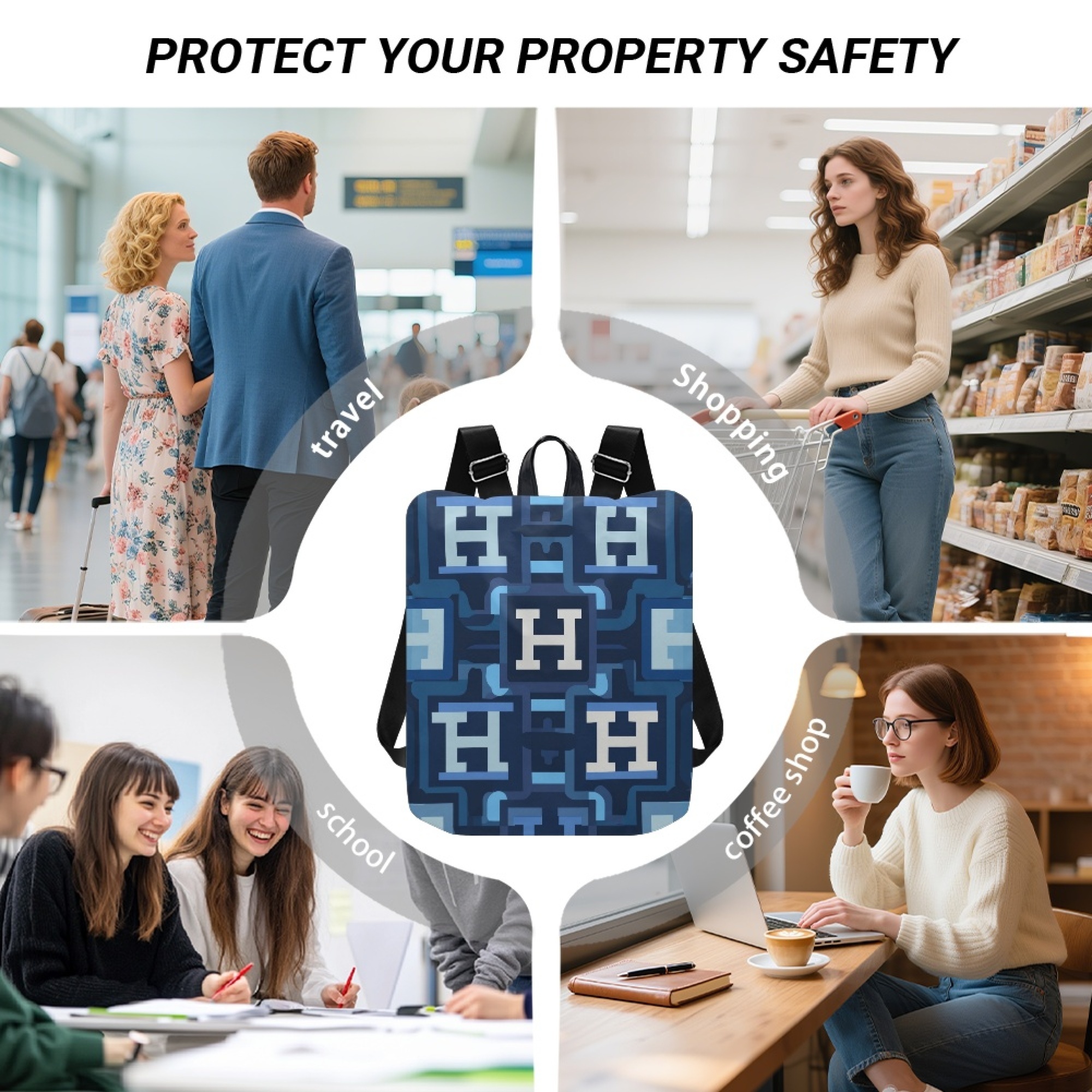 Custom H Designer Fashion Anti Theft Backpack Luxury Horse Pattern Unisex Full Print Backpack Laptop Bag Travel Bag H51