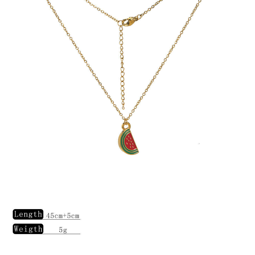 Cross-Border Jewelry Apple Cherry Pendant Necklace Stainless Steel Accessories for Women Light Luxury Niche High-End Feel Wholesale