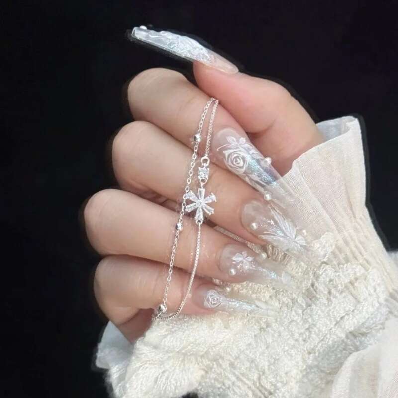 S925 Sterling Silver Double Layer Cherry Blossom Bracelet for Women Sweet High-End Light Luxury Exquisite Best Friend Gift Jewelry