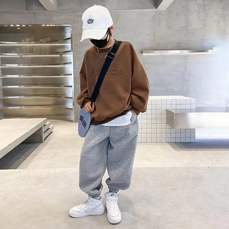 5-14 Years Teenager Boys Clothing Sets Spring Autumn Fashion Letter Sweatshirt Pants 2Pcs Tracksuit Suits For Kids Clothes 251230