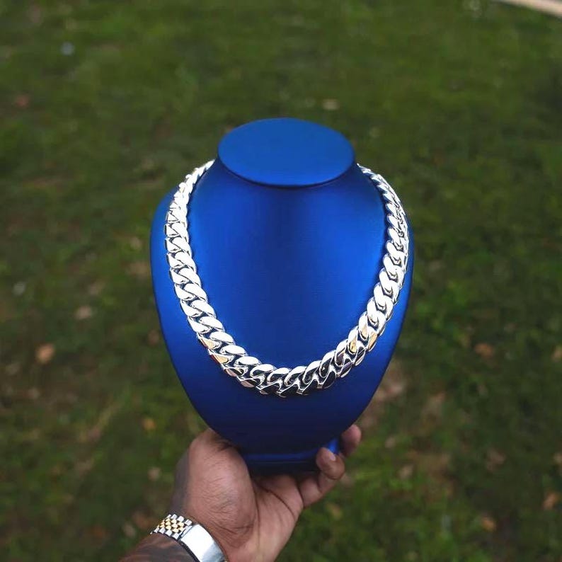 20mm Miami Cuban Link Chain Men Women Chain Cuban Necklace 925 Sterling Silver Handmade Silver Chain bracelet