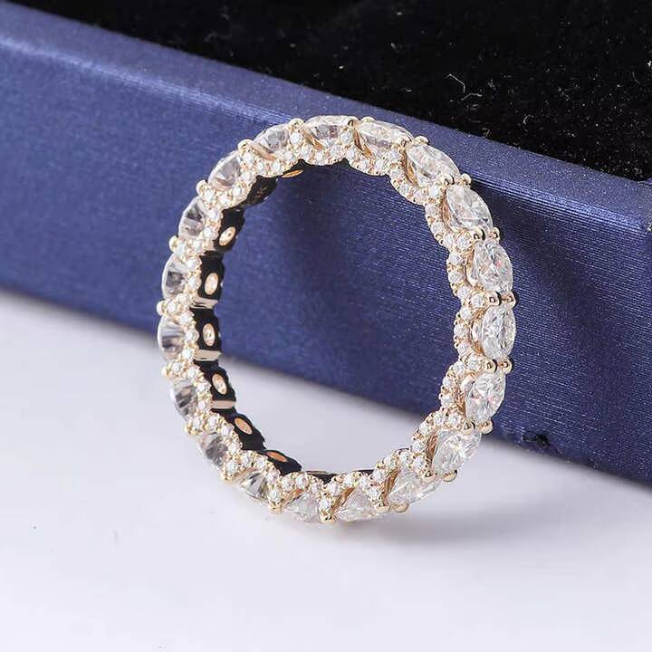 Womens Fine Jewelry 18K Yellow Gold Eternity Wedding Band Gemstone Moissanite Cut Engagement Diamond Ring 14K 18K Gold Options
