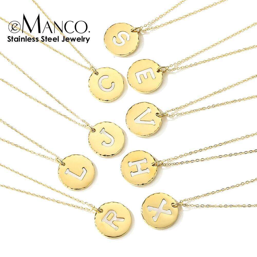eManco Letter Pendant Stainless Steel English Initials Necklace Ladies Birthday Gift
