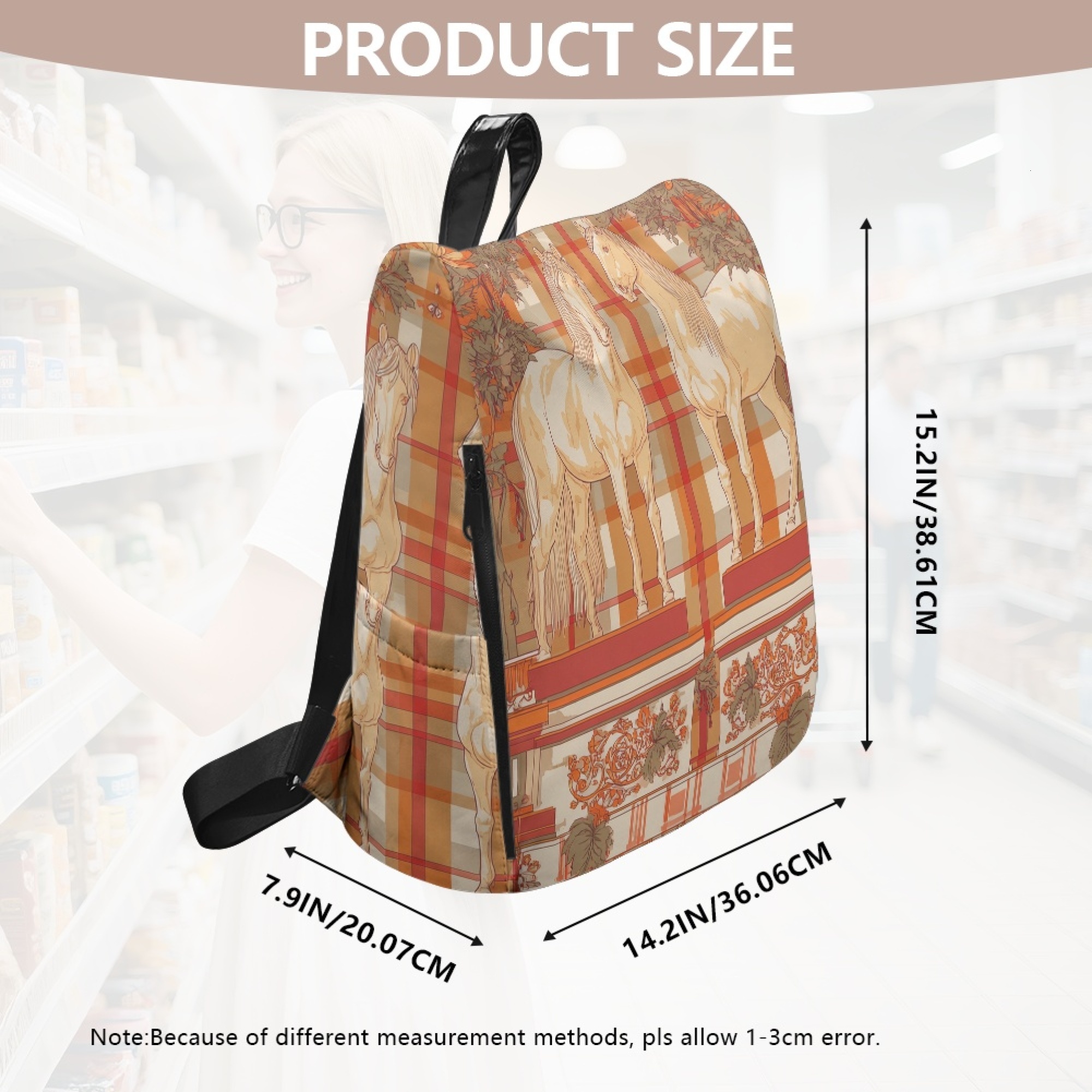 Custom H Designer Fashion Anti Theft Backpack Luxury Horse Pattern Unisex Full Print Backpack Laptop Bag Travel Bag H59