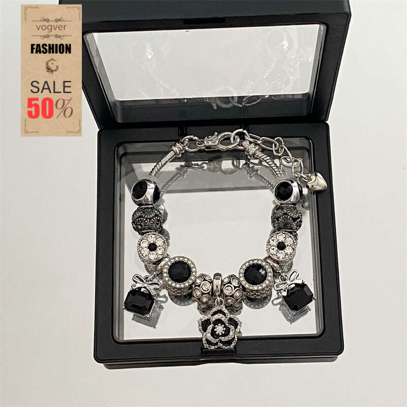 Bracelet for Women Inlaid Diamond Camellia Bow Pendant Niche Light Luxury Beaded Jewelry Trendy Must-Have