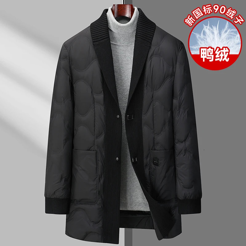 Highquality suit down jacket for men midlength business casual collar winter warm and highend style coat 251225