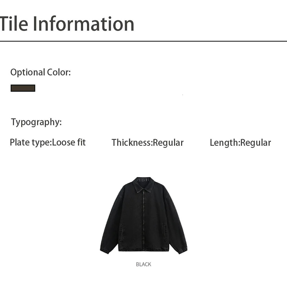 TFETTERS 2025 Spring Autumn Mens Vintage Washed Distressed Denim Jacket Man Zipup Print Collar Streetwear Fashion 251230