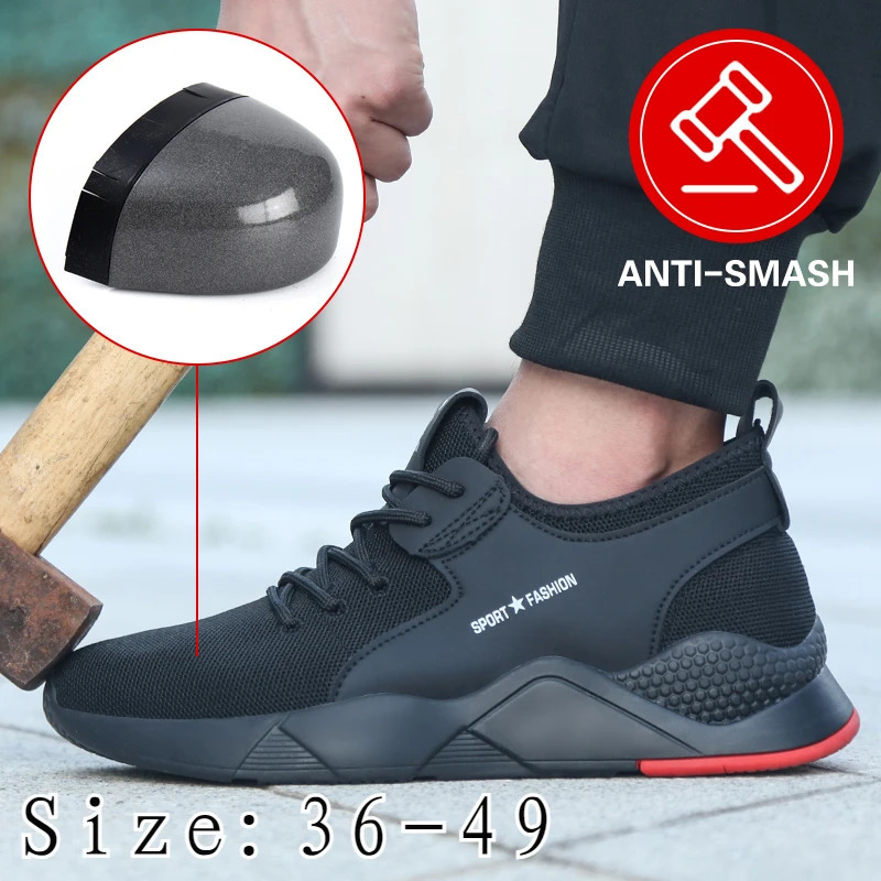 Steel Toe Shoes Fiber Safety Shoes Mens and Womens Breathable and Durable Steel Toe Work Shoes Fashion Large 36-49 251226