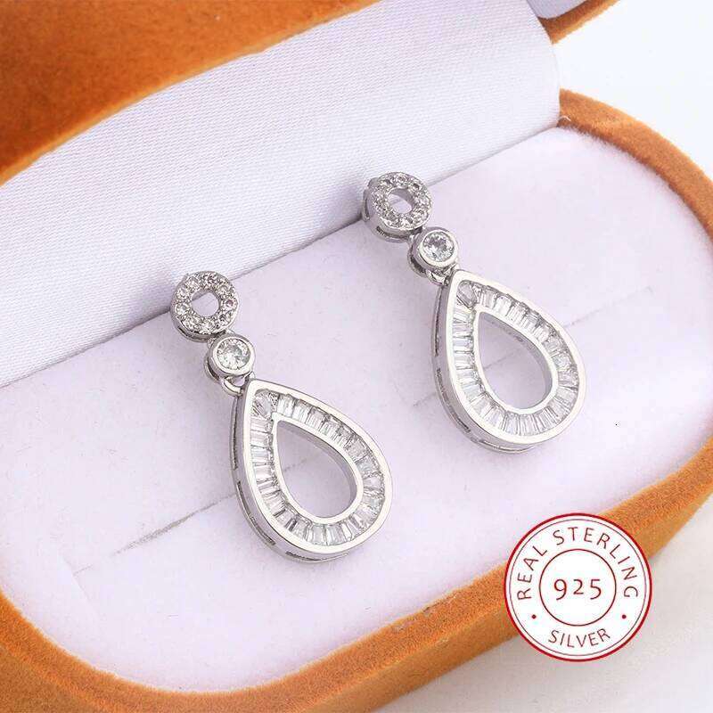 High Quality 925 Silver Plated Earrings Shiny Zircon Studs Women's Party Jewelry Anniversary Gift