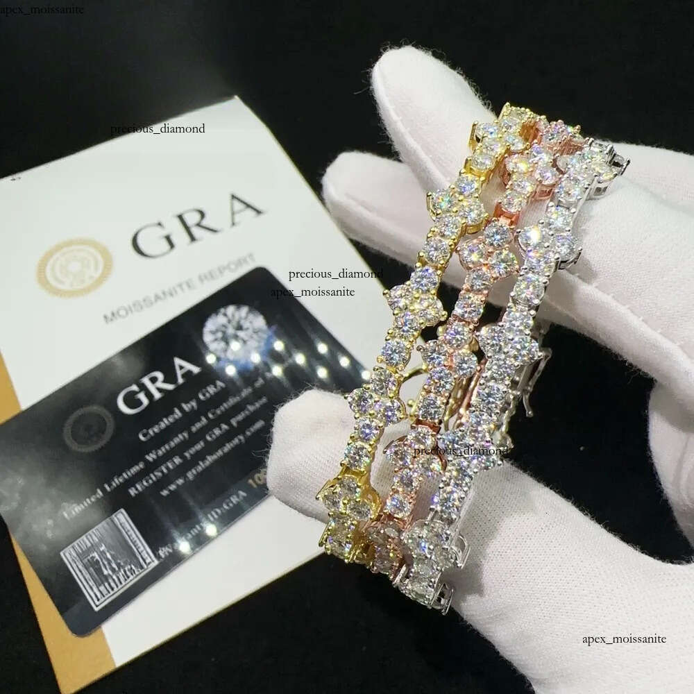 Hot Selling Sterling Silver 925 Lab Diamond Iced Out Vvs Moissanite Hip Hop Jewelry Tennis Chain Bracelet