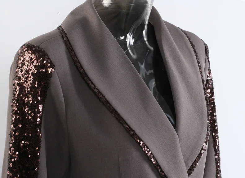 BJTZ Heavy Industry Bead Splicing Medium To Long Wind Jacket Coat For Women 2025 Spring Autumn Office Lady Fashion Outwear 251231