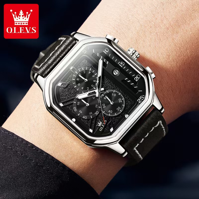 Elegant Punk-Inspired LED-Lit Durable Mens' Chronograph from Oulis Weatherproof and Stylish