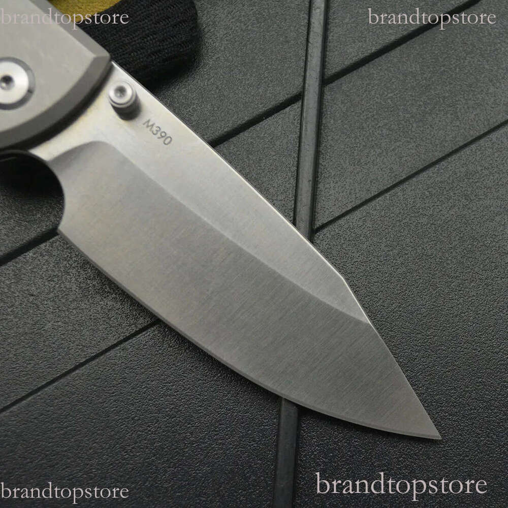 2Models Edition Chaves Folding Knife 3.23 M390 Satin Clip Point Blade, Titanium Handles