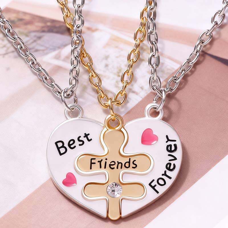 European and American Cross-Border Fashion Letter Best Friend Forever BFF Heart Splicing Necklace
