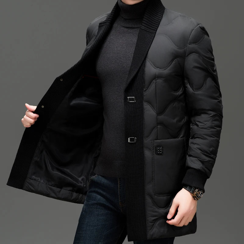 Highquality suit down jacket for men midlength business casual collar winter warm and highend style coat 251225