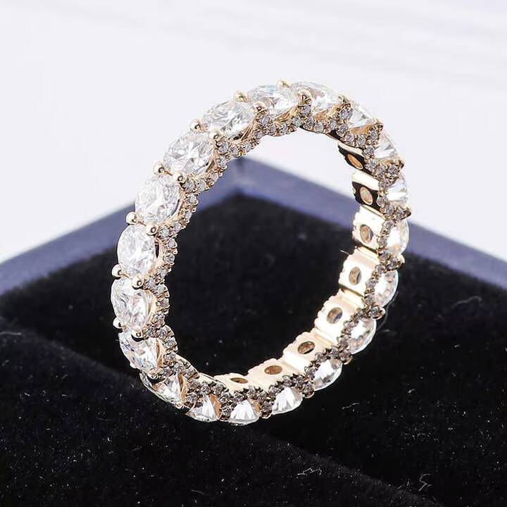 Womens Fine Jewelry 18K Yellow Gold Eternity Wedding Band Gemstone Moissanite Cut Engagement Diamond Ring 14K 18K Gold Options