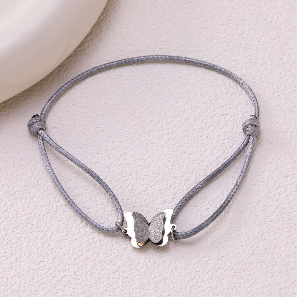 Cross-Border Fashion Versatile Hand-Woven Stainless Steel Letter Simple Adjustable Couple Bracelet Jewelry