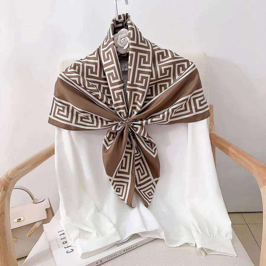 New Fashion Printing 90*90Cm Women Scarf Satin Twill Square Big Shawl Elegant Headscarf Beach Sun Protection Bandana