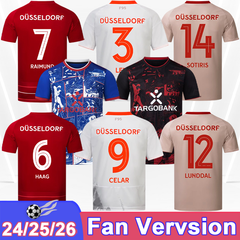 25 26 Fortuna Dusseldorf Mens Soccer Jerseys RASMUSSEN RAIMUND LENZ K.SCHMIDT HEYER HAAG EL AZZOUZI Home Away 3rd Special Football Shirts