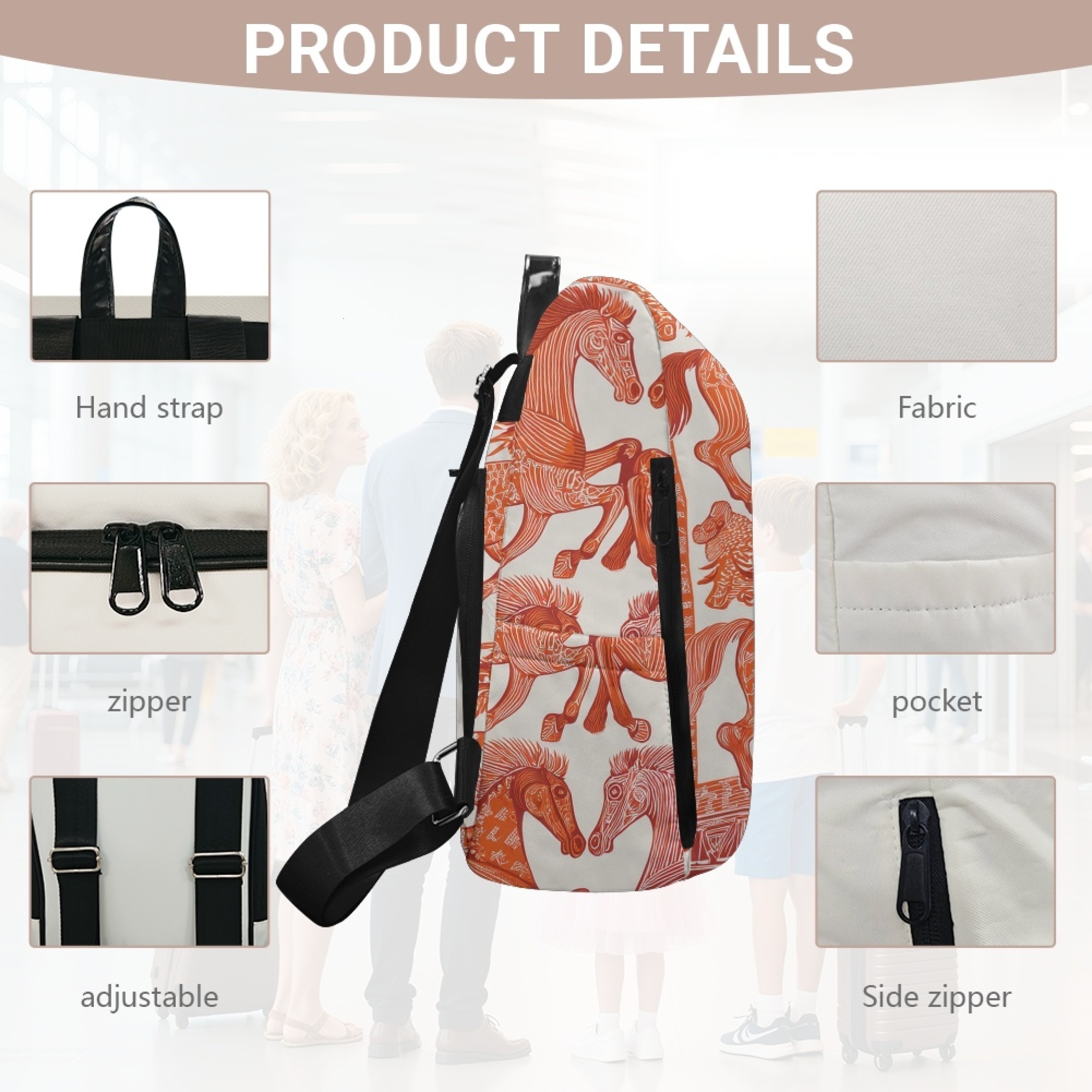 Custom H Designer Fashion Anti Theft Backpack Luxury Horse Pattern Unisex Full Print Backpack Laptop Bag Travel Bag H53