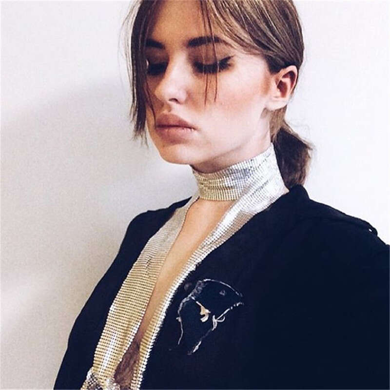 2026 Hot-Selling Fashion Nightclub Trendy Metal Sequin Necklace for Women Versatile Personality Neck Scarf Accessory