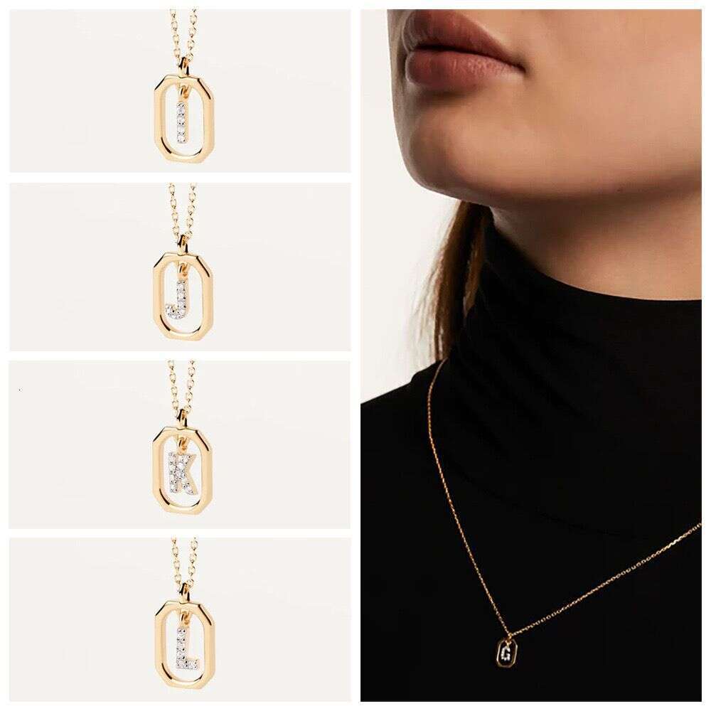 Spanish PD Trendy Hot-Selling 18k gold English Letter Micro-Inlaid Zircon Pendant Gold-Plated Popular Necklace