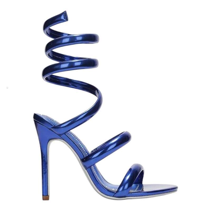 Women S Open Toe Spiral Wrap Up Strappy High Heels Sandals MOJIDASHU