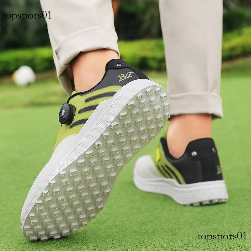 Golf sports men's four season new breathable casual fashion outdoor non slip comfortable rotating button motion shoes
