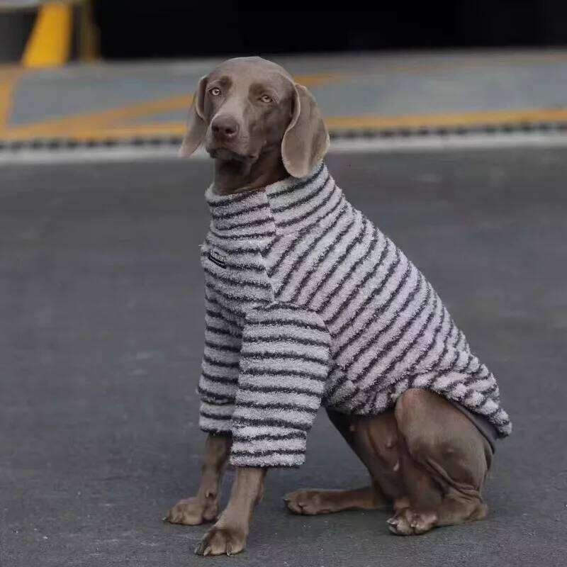 Stripe Fleece Sweater Winter Turtleneck Sweatshirt Clothes for Medium Large Dog Labrador Pet Apparel Pullover Jumper 26N0104
