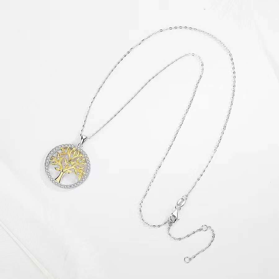 S925 Sterling Silver Tree of Life Necklace for Women Inlaid Diamond European American Style Creative Artistic Pendant Jewelry