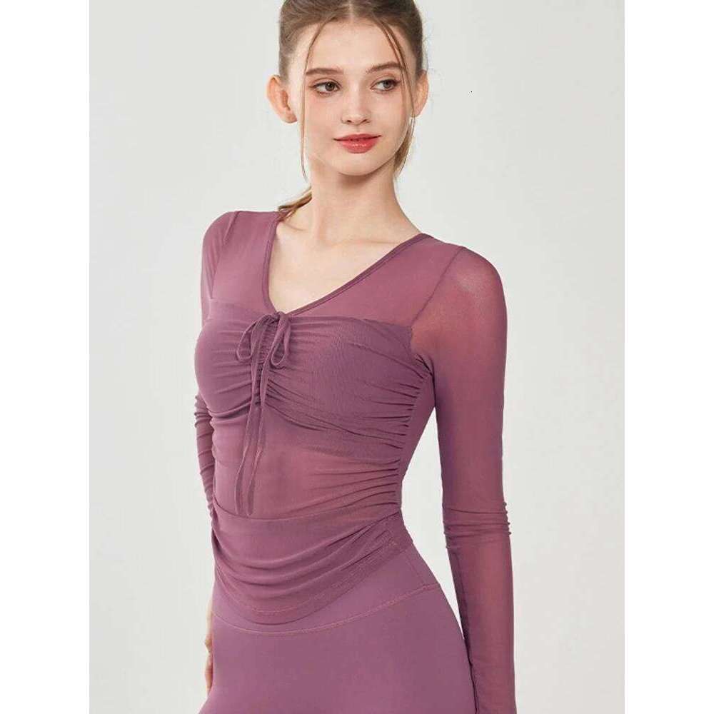 New yoga long sleeved t-shirt women, with chest cushion for autumn winter pure desire spicy girl slim fit and slimming,