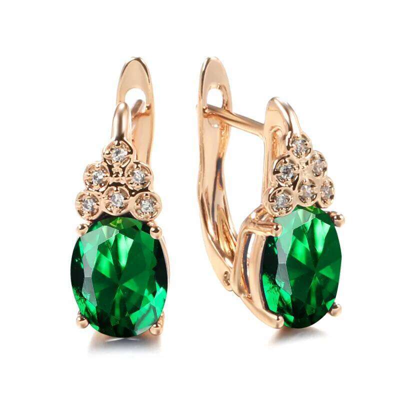 Luxury Female Crystal Rainbow Stone Hoop Earrings Vintage Wedding Jewelry For Women