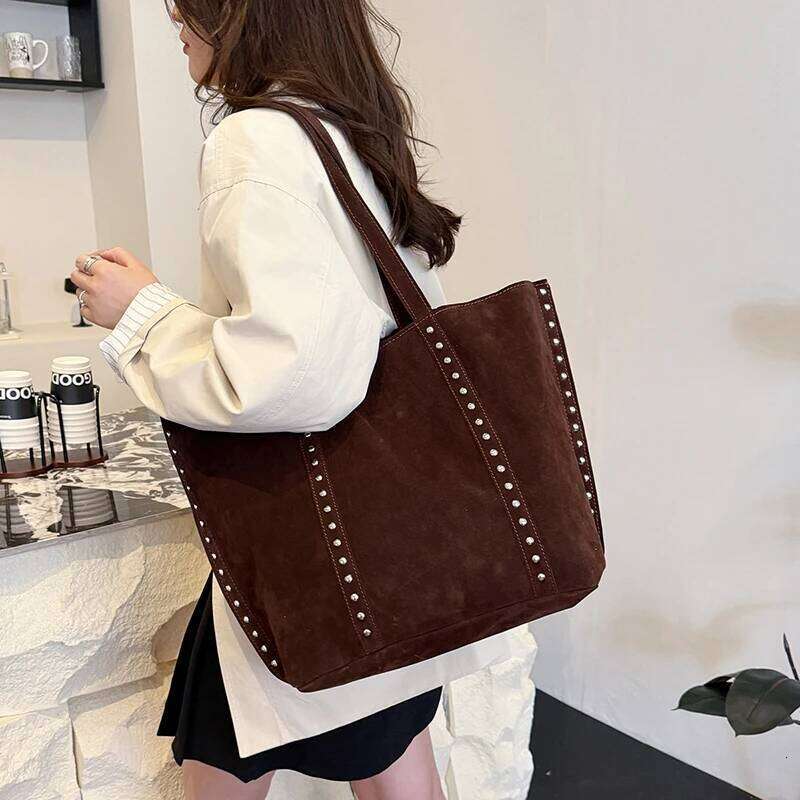 2026 Trendy Hot Sale Hasp Versatile Suede Shoulder Bags Large Capacity Fashionable Handbags For Women Sewing Thread
