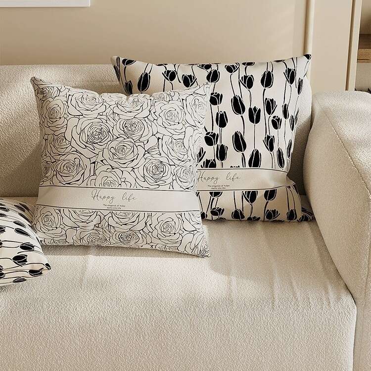 Light Luxury High-End Beige Abstract Art Modern Minimalist Pillowcase for Living Sofa Model Room